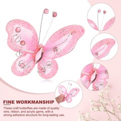24Pcs Butterflies for Crafts, 2.2″ Organza Butterflies, Light Pink