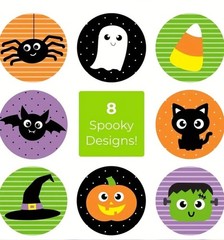 1 Roll 450 pcs Halloween Stickers 1 in / 25 mm 8 Designs Pre Owned
