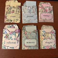 One Hand made junk journal vintage rose pocket with tags ￼￼￼