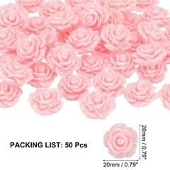 20mm Rose Flower Resin Cabochon 50Pcs, Mini Rose Flower Resin Light Pink