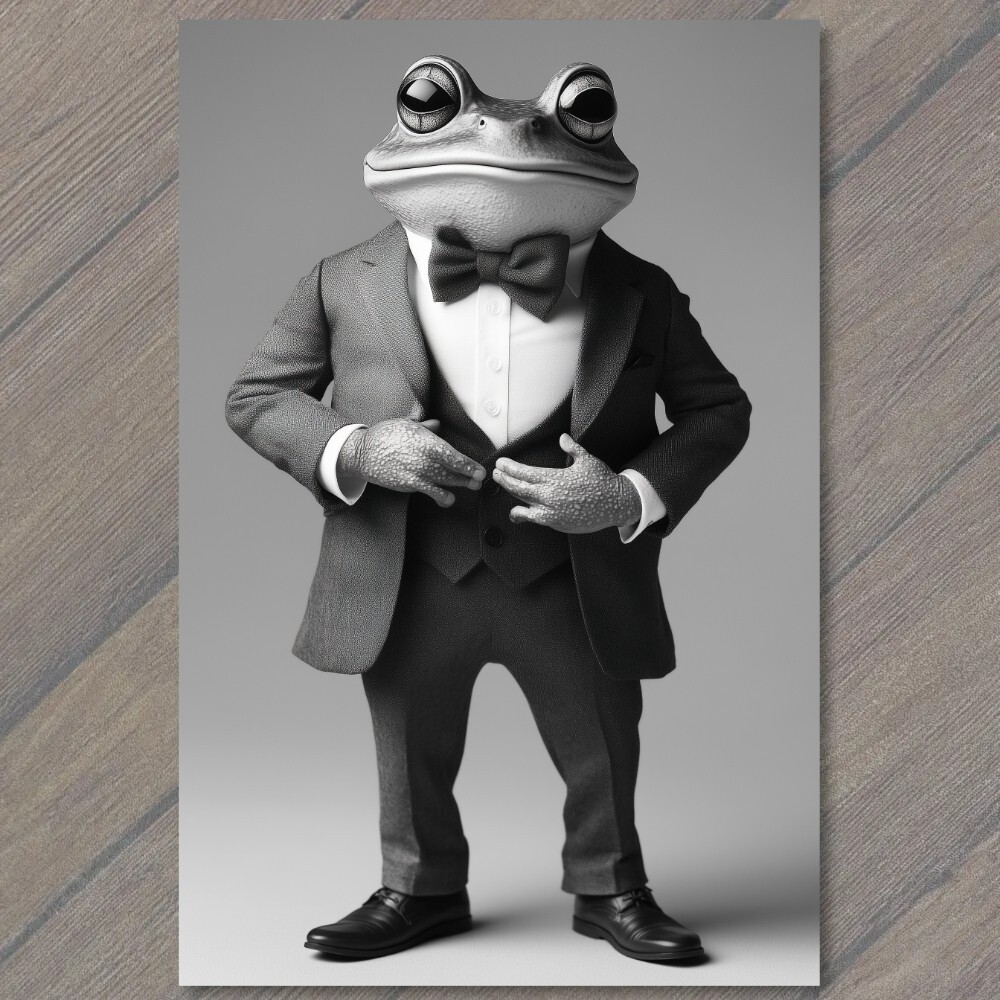 STICKER Dapper Frog Stylish Suit Exuding Weird Creepy Charm Whimsy Cute