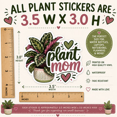 Plant Mom Vinyl Stickers Choose Your Houseplant Waterproof Laptop Water Bottle
