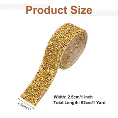 1 Inch x 1 Yard Crystal Rhinestone Sticker Ribbon Gold Yellow