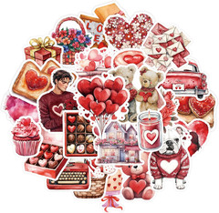 200 Pcs Valentines Day Heart Stickers for Journals Cards Gift Wrapping Scrapbook