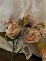 Lot of 23 Darice Vintage Pink Paper Rose Bud Flower Bunches Craft Embellishments