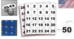 Vinyl Self Adhesive Number Stickers 1-50 for Inventory Management 1.5-inch