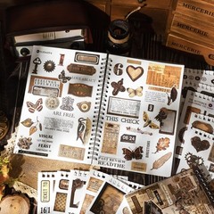 Pre-Cut Vintage Sticker for Journaling, 595PCS – 50 Sheets Washi Brown Scrapb…