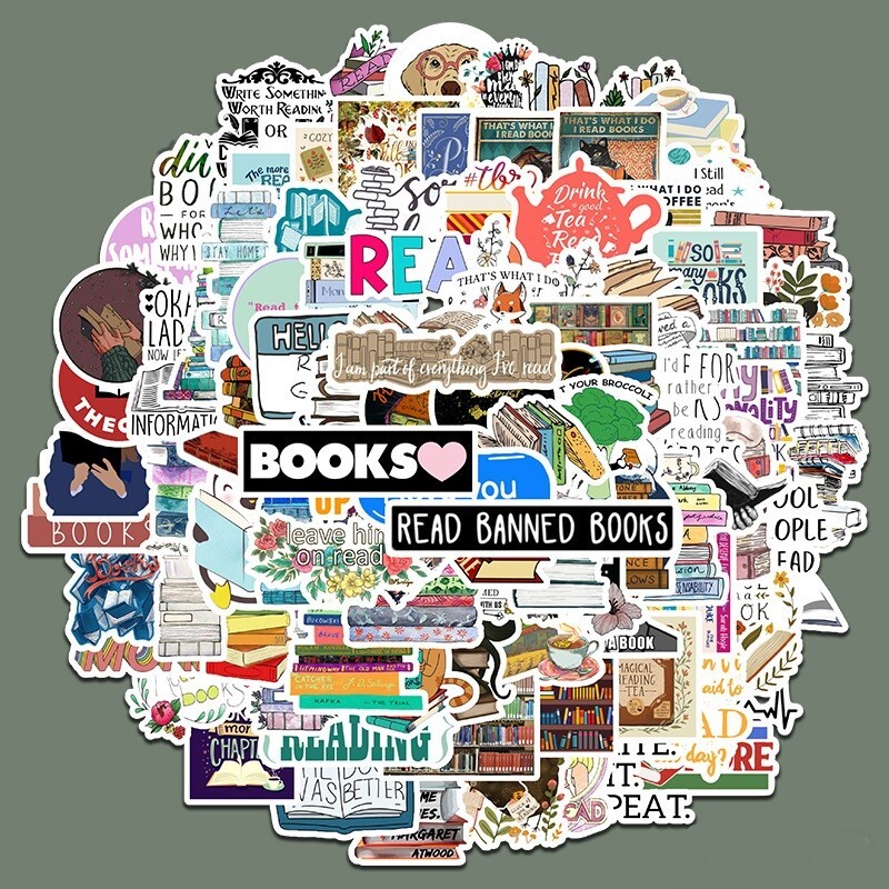 100pcs Book Lover Vinyl Stickers, Love Books, Book Worm, Reading, 026-1