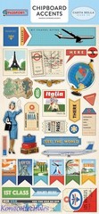 Echo Park Carta Bella Passport Chipboard Accent 6″X12″ Tags, Maps Travel