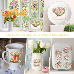 Spring Rub on Transfers for Crafts, 30 Pcs Watercolor Garden Floral Iod Transfer