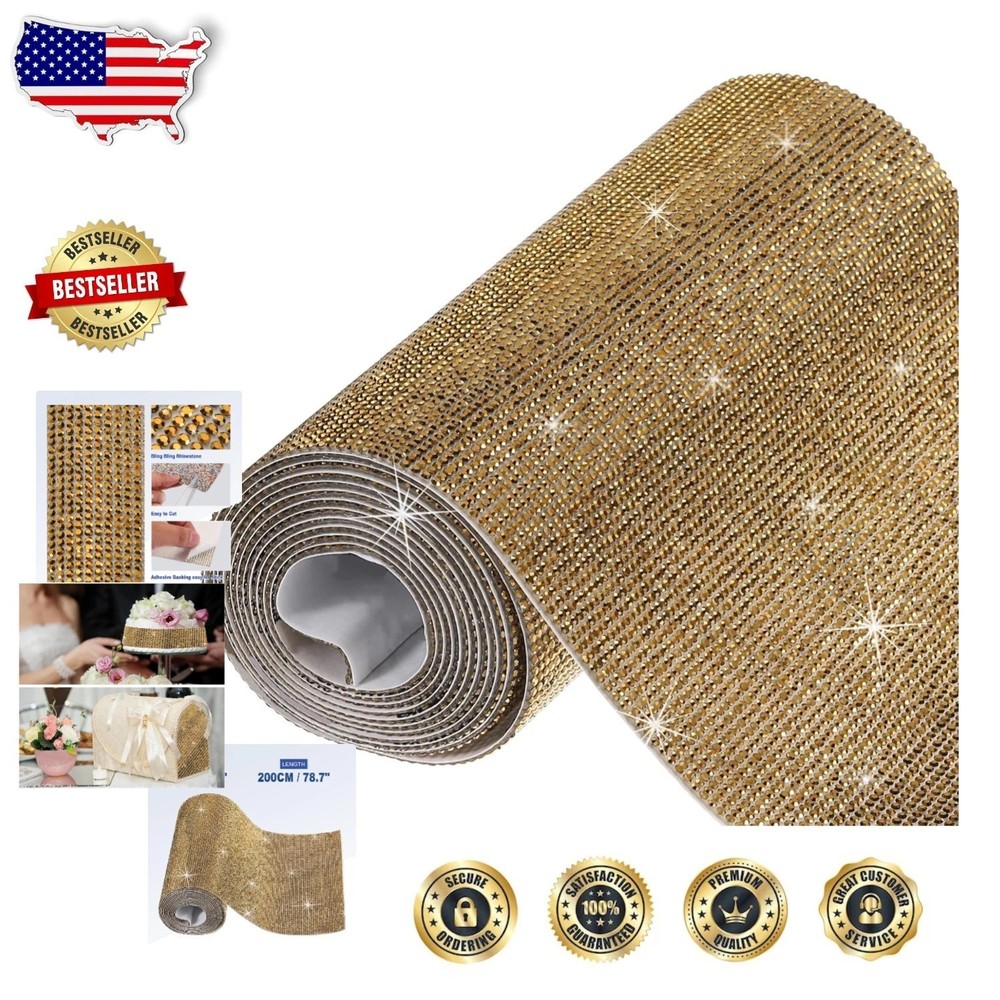 Gold Rhinestone Sheet 81000 Gems Self-Adhesive DIY Car Phone Craft Decor