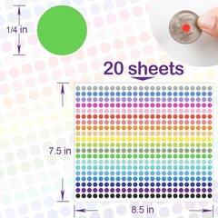10000 PCS Small Dot Stickers 1/4″ Round Color Coding Labels Circle Dot Sticke…