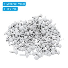 150 x Brads for Paper Crafts White Metal Round Paper Fasteners 8 mm