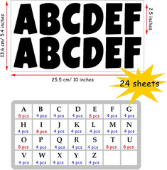 288 Pcs Bulletin Board Letters 24 Sheets 2.5 Inch Self Adhesive Vinyl Alphabet S