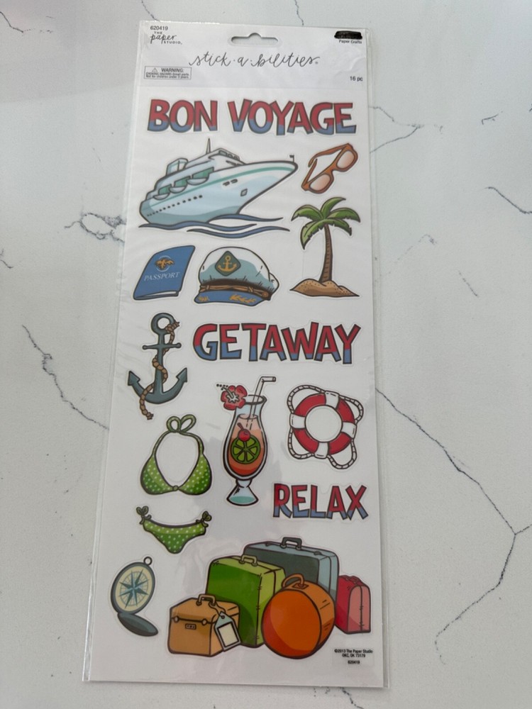 The Paper Studio Paper Craft Stick A Bilities Bon Voyage Stickers Scrapbooking