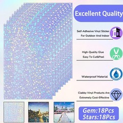 36 Sheets Holographic Sticker Paper Clear A4 Vinyl Sticker Paper Self Adhesiv…