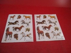 Various Horses Hallmark Cards Sticker Sheet Horse Colt White Brown Retro #P