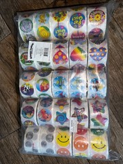 Oriental Trading Company Mega 25 Roll Sticker Assortment Coins Smiley Farm Star