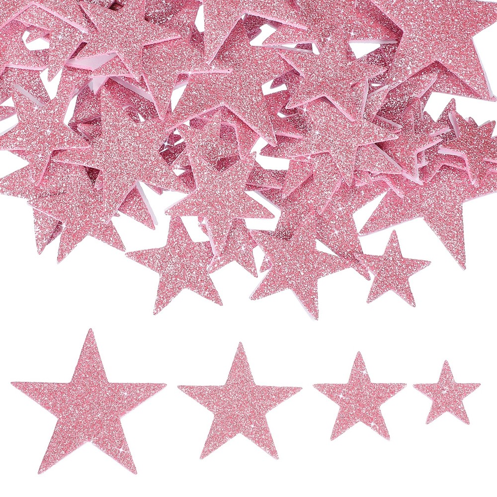 Star Foam Stickers, 70Pcs EVA Self Adhesive Glitters, Pink