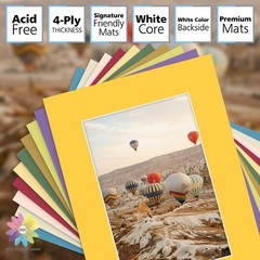 Mat Board Center, Pack of 10, 12×16 Mixed Color White Core Picture Mats for 8…