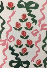 RED ROSYS & RIBBONS Stickers(3″x 4″)Printworks•Bows•Flowers •Garden•Green•/Pink•