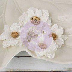 Prima «PRIMMERS – BLEACHED WHITE COTTON» Burlap Flowers with Button