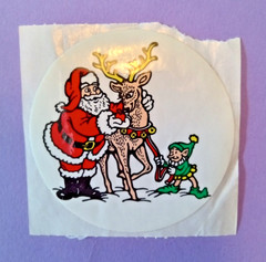 vintage 80’s Santa reindeer elf sticker module *damaged*