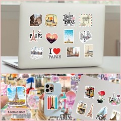 50 PCS Paris France Travel World Stickers Vintage Eiffel Tower Landmark City