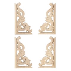 4PCS Antique Wood Applique Unpainted Wood Applique Corner Wood Appliques