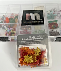 Mixed Lot Of Decorative Scrapbooking Brads Assorted Sizes & Colors W/ Organizer
