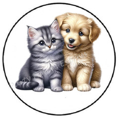 PUPPY KITTEN BEST FRIENDS ENVELOPE SEALS LABELS STICKERS PARTY FAVORS