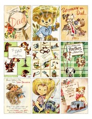 Set of 9 Retro Vintage Father’s Day Collage Art STICKERS – Just Cut & Use!