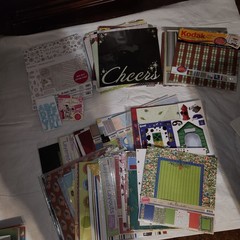 Huge lot of 4 Full Boxes of Scrapbooking Items Paper Cards Kits Borders Misc.