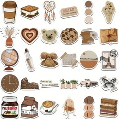 60pc Cute Aesthetic Brown Girly Sticker Lot Laptop, Scrapbook, Journaling, Craft