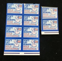 16 «Don’t Let Europe Rule Britannia», «Say ‘No» to the Euro» Souvenir Stickers