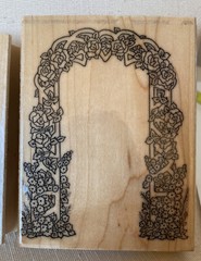 NEW WOOD MOUNT RUBBER STAMP SET OF 2 ROSE FRAME & FLOWER TRELLIS SCRAPBOOKING