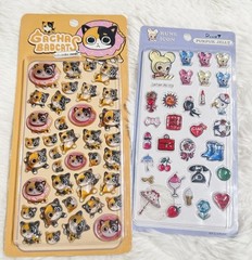 Rune Naito Vintage Puffy Stickers Lot 2pcs Heisei Retro Kawaii 3D Cat Japan y2k