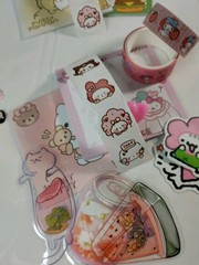 Sanrio Hello Kitty Stationery Memo Pad Washi Tape Stickers Enamel Pin and Charms