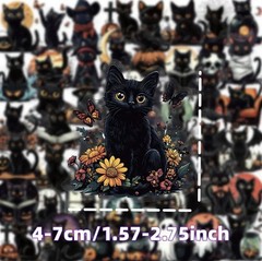 10pcs Black Halloween Cat Stickers- Scrapbook, Journal, DIY Crafts & Cards