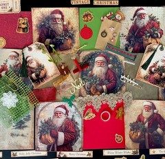 Vintage Christmas Junk Journal Kit Ephemera Bundle Santa Tags Tickets 100+ Pc