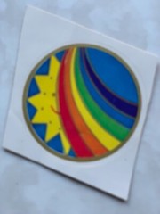 STICKER DESIGN SUN PEEKING OVER RAINBOW – 1 PIECE – NO BRAND NAME