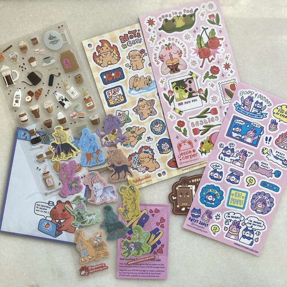 Brand New Cute Sticker Sheets Dogs Cats Animals Food Pastries Deserts Kawaii