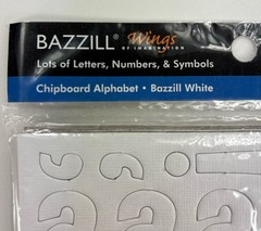 Bazzill Basics 2 Chipboard Alphabets with Numbers Bazzill White and Black Op