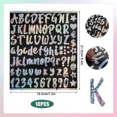 10 Sheets Vinyl Alphabet and Number Stickers – Adhesive, Waterproof, Glitter Let
