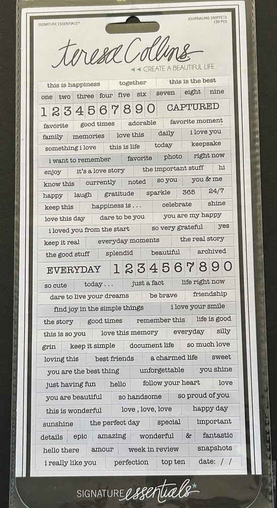 New Teresa Collins JOURNALING SNIPPETS 139 Word Stickers Signature Essentials