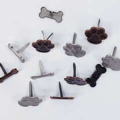 12 Dog Paw Bone Brads Antique Bronze Pewter Cardmaking Scrapbooking Paper Crafts