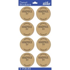 Crafts Stickers Sticko Round Handmade By (You Fill In) Kraft Brown Color