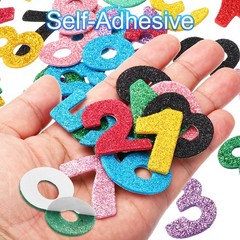 Foam Stickers 4Pack 120Pc EVA Adhesive Glitters Foam Shape Sticker Number