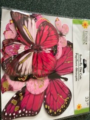 ADHESIVE LARGE COLORFUL PINK COLORS BUTTERFLY SHAPE MULTI-SIZE BUTTERFLIES