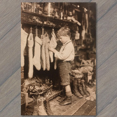 STICKER Child Hanging Wool Stockings Fireplace Christmas Eve Holiday Nostalgia
